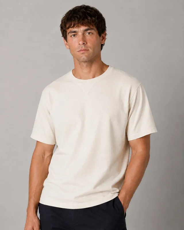 clean-cut-copenhagen-enzo-grandad-t-shirt-ecru-melange image 1