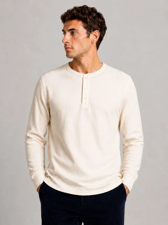 clean-cut-copenhagen-cal-grandad-langarmshirt-ecru-melange image 1